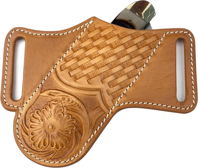 HOGIKUO Knife Sheath, Leather Knife Sheath for Belt, Pocket Knife Holster Pouch, Folding Knife Holster - Image 1